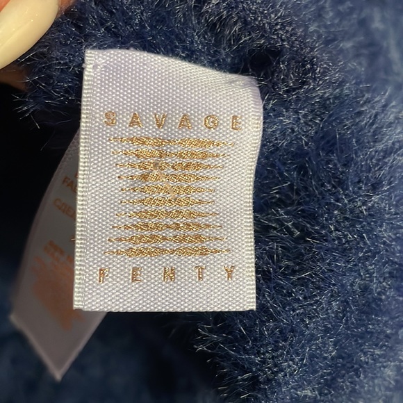 SAVAGE x Fenty (XL/1X) Fluff it Up Robe in Navy Blue - Picture 8 of 12